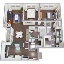 2 Bedroom 2 Bathroom with Shower, Tub 3301 floor plan